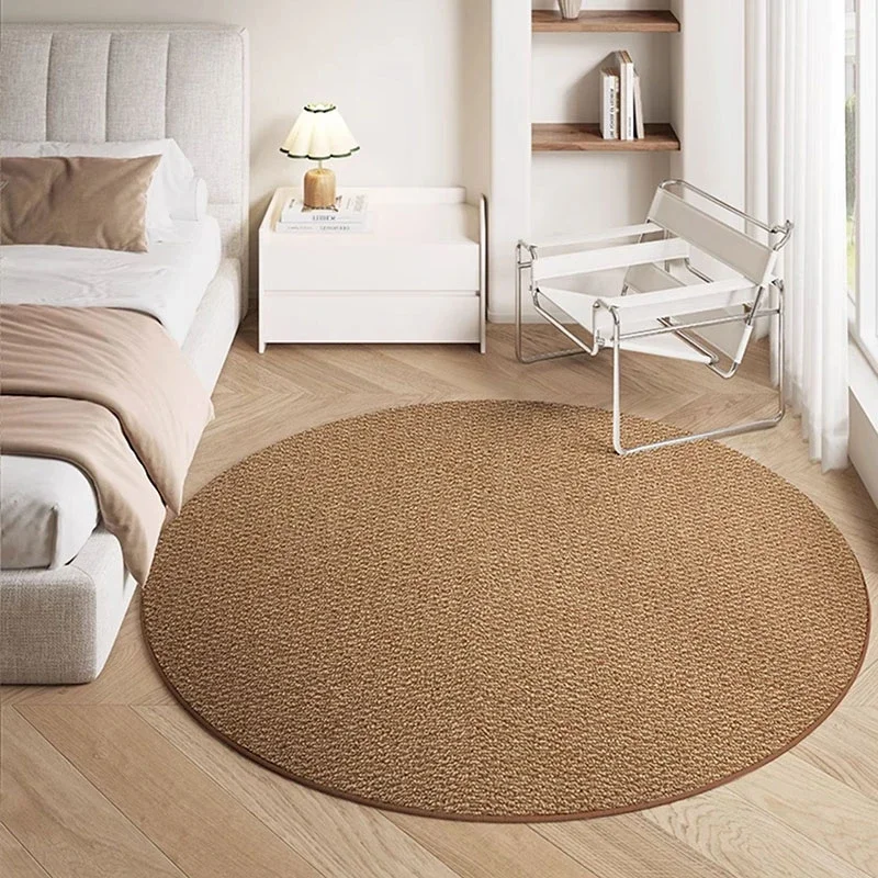 Japanese Zen Baby Pet Friendly Minimalist Round Woven Area Rug Non Slip Soft Sustainable Washable Living Room Therapeutic Carpet