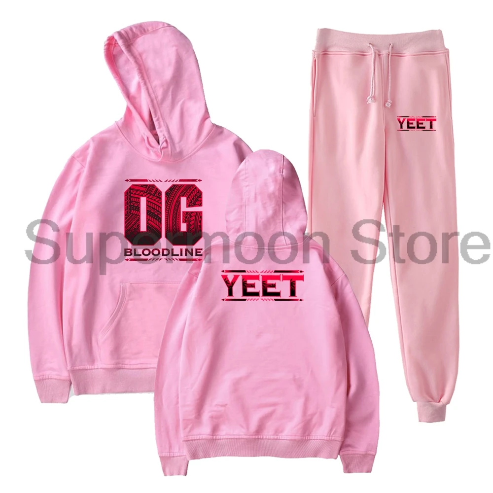 Jey Uso Yeet Bloodline هوديس بنطال رياضي قطعتين مجموعة بلوزات + Sweatpants النساء الرجال أطقم ملابس عصرية