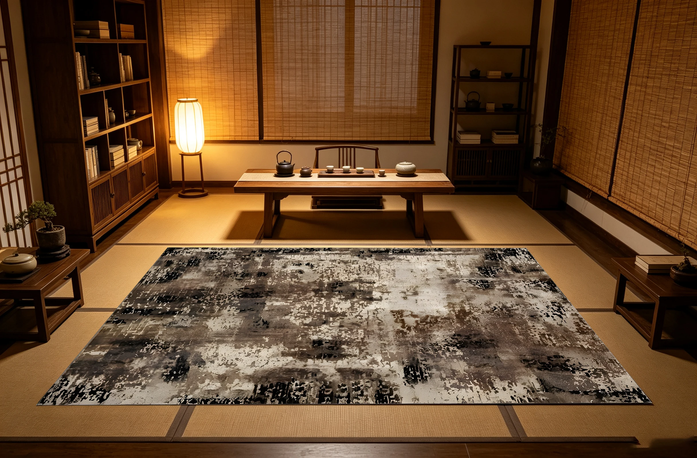 2D Velvet Rug with Brown & Gray Mottled Patterngrey‑Brown Abstract Artistic Area Rug, Hazy Mottled Texture, for Autumn Winter Home Layout, Perfect for Study and Living Room, Retro & Luxurious Texture, Soft to the Touch, for Living Room & Bedroom