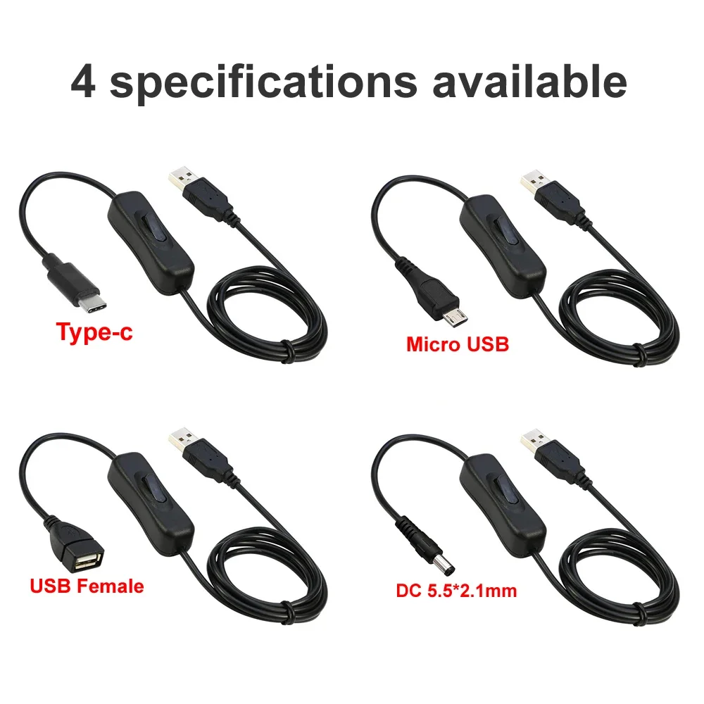 Type C Switch Cable with USB to DC Power Switch
