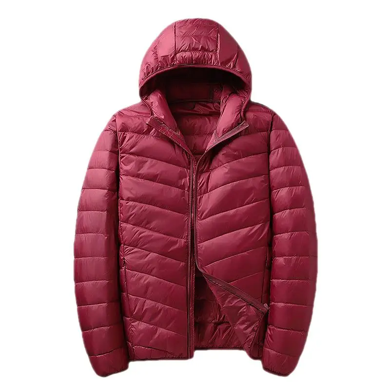 2024 Autumn And Winter New Fashion Hooded Jacket Men\'s Light Thin Down Jacket Trendy Casual Hundred Long-sleeved Full-zip Down