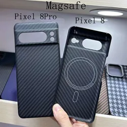 Case for Google Pixel 8 & 8 Pro Magsafe Strength Magnetic Ring Real Carbon Fiber Aramid Mobile Phone Protective Cover Shell