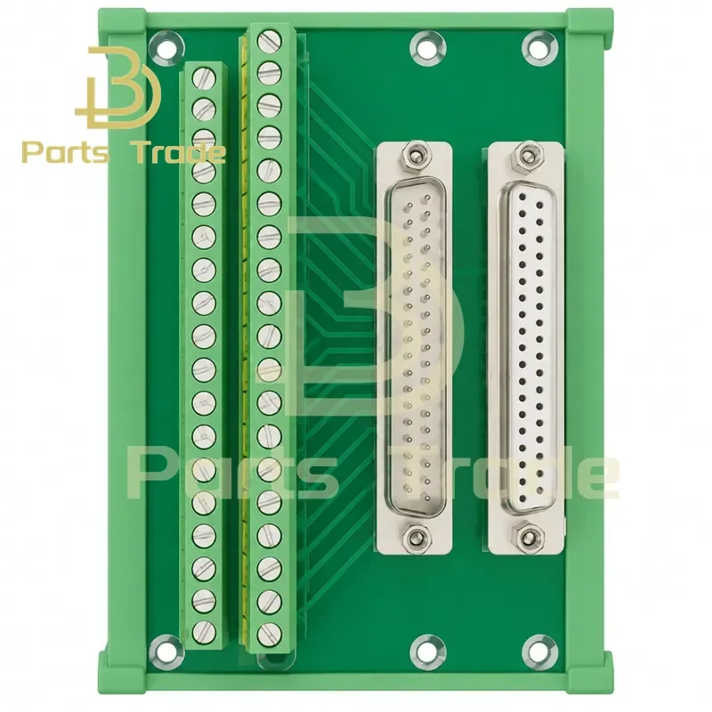 for DB37 DR37 Female Male 37pin Dual Port to Terminal Block Adapter Converter PCB Breakout 2 Row Din Rail Mounting With Shell