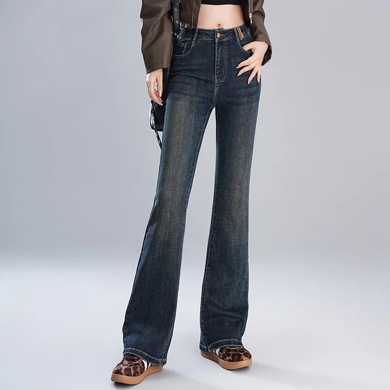 

Women's Jeans Autumn Long Pants Petite Straight Pants High Waist Slimming Flared Straight Pants