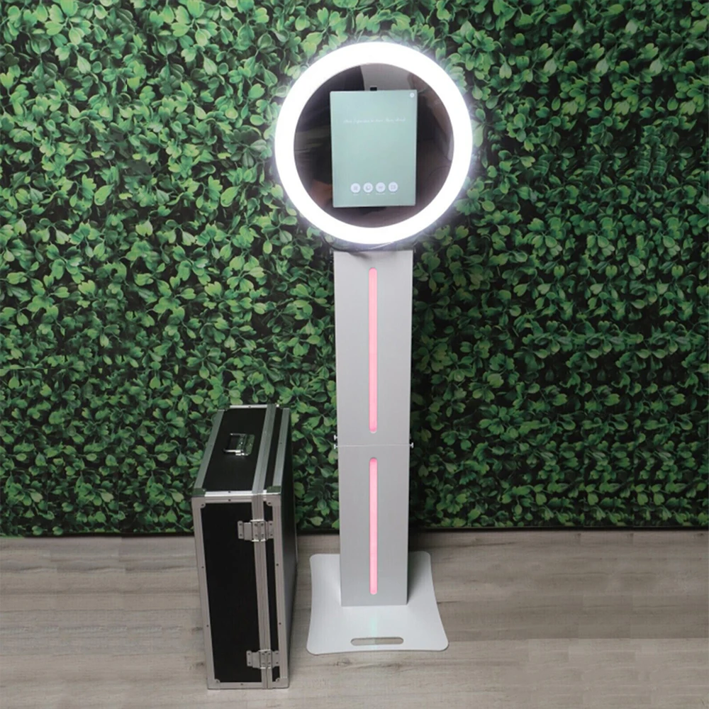 Cabina de Fotos para Bodas Compatible con iPad de 12.9', Máquina de Fotomatón con Anillo de Luz, Instalación Rápida para Eventos