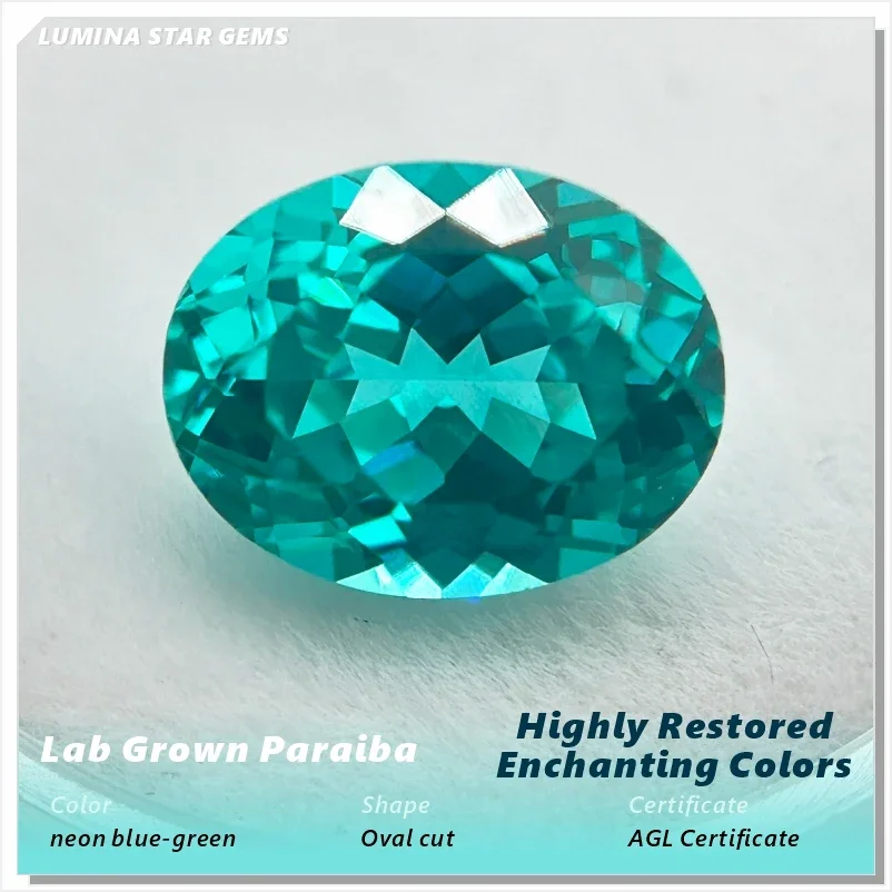 Lab Grown Paraiba Tourmaline Oval Cut Neon Blue Synthetic Gemstone Loose for Jewelry Making Customizable  Certified for