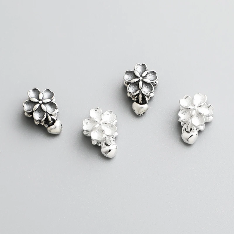 

1pc 925 Sterling Silver Pretty Flower Jewelry Beads 12.5x8mm Crystal/Pearls Bracelets Necklace Silver Spacer Beads DIY Jewelry
