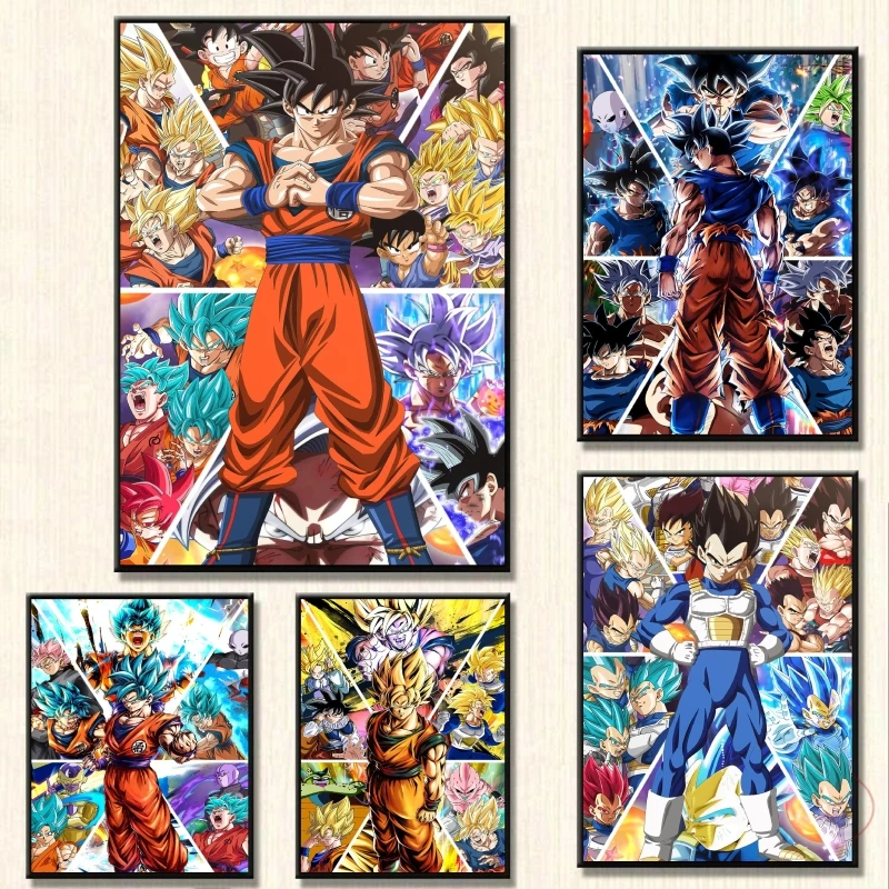 

Canvas Wall Art Dragon Ball Goku Vegeta Decor Gifts Poster Home Cartoon Character Picture Children's Bedroom Decor Living Room