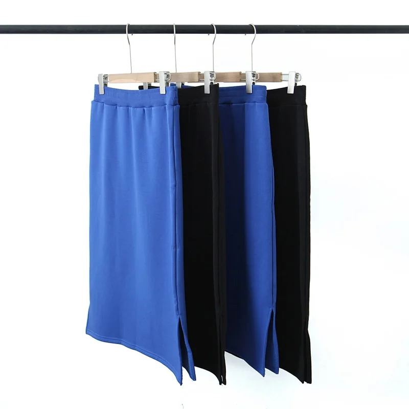 

100kg Oversized plush skirt women temperament commuting solid color high waist split plush medium-long length skirt