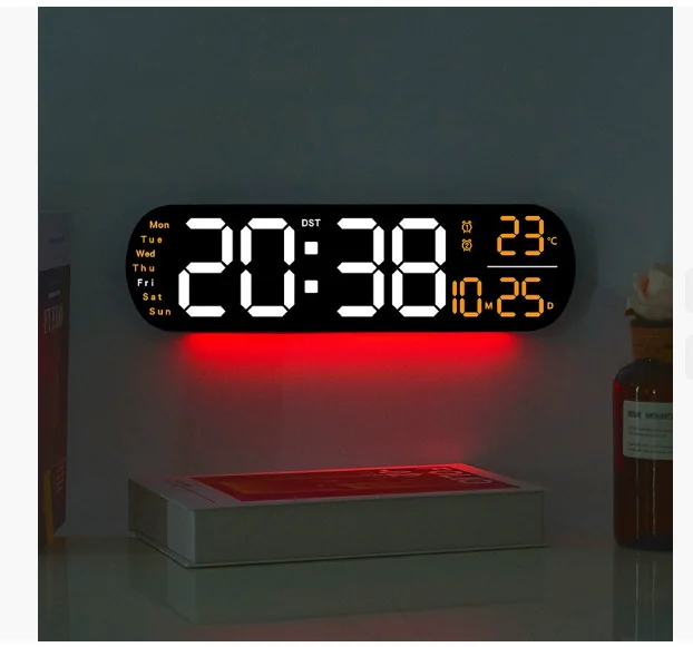 

Креативные новые настенные часы, многофункциональный светодиодный цифровой будильник для гостиной с большим экраном