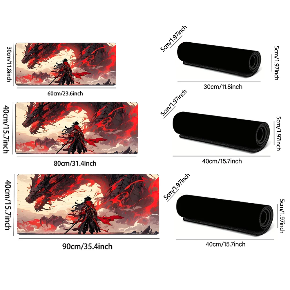 Alfombrilla de ratón Dragon Knight, accesorios de escritorio grandes, Base de goma con borde cosido, alfombrilla de teclado antideslizante para oficina