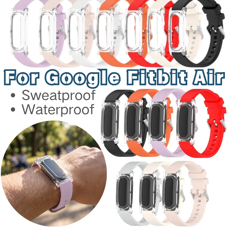 For Google Fitbit Air Silicone Sport Watch Strap Sweatproof Waterproof Watch Band Adjustable Replacement Strap For Men Women