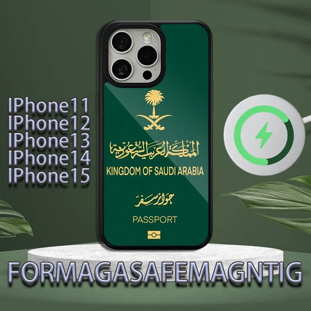 Kingdom Of Saudi Arabia  Phone Case For iPhone 15 14 13 12 11 Pro Max Plus Magsafe Magnetic Wireless Charging Cover