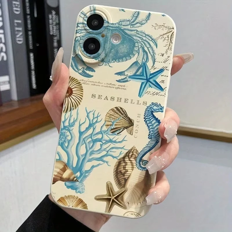 Shell Ocean Design Pattern Phone Case For Samsung Galaxy S24 S25 S23 S21 S22 Ultra Plus FE A26 A36 A34 A35 A53 A54 A55 A56 Cover