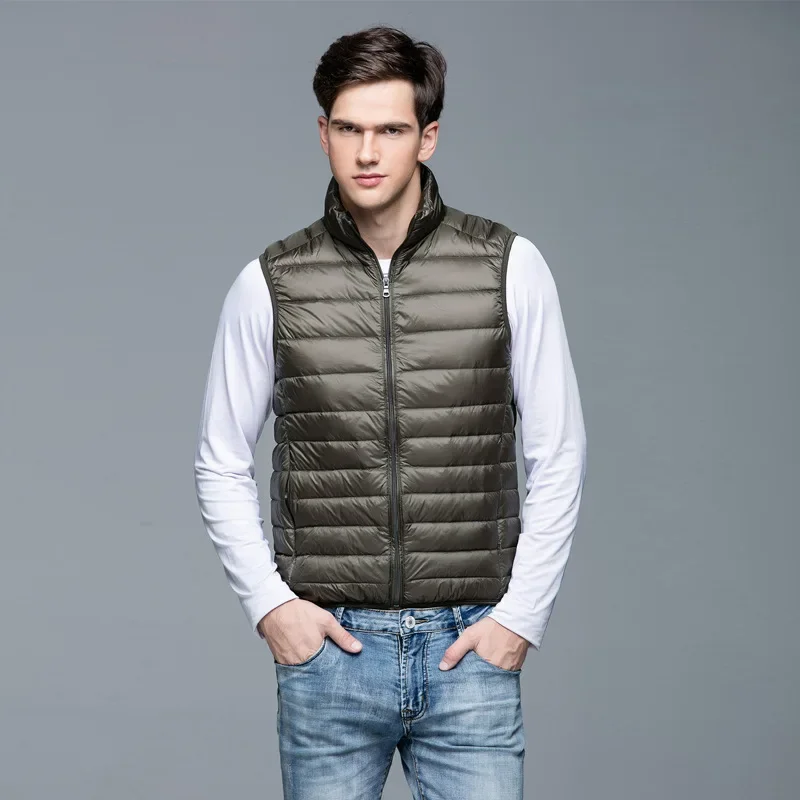 90% White Duck Down Men Vest Casual Waistcoat Spring Autumn Light Down Jacket Male Down Jacket Men