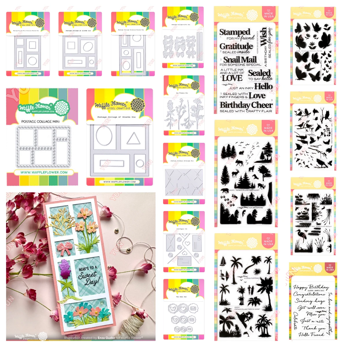 

Waffle New Craft Cutting Dies Hug Sentiments Butterfly Blossom Dies Postage Collage A6 Blocks Die Stencil DIY Scrapbooking Cards
