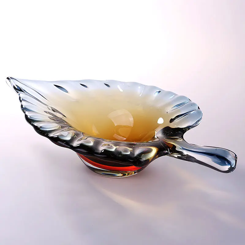 Light luxury creative glass art leaf fruit plate home living room hotel dining table candy ornament