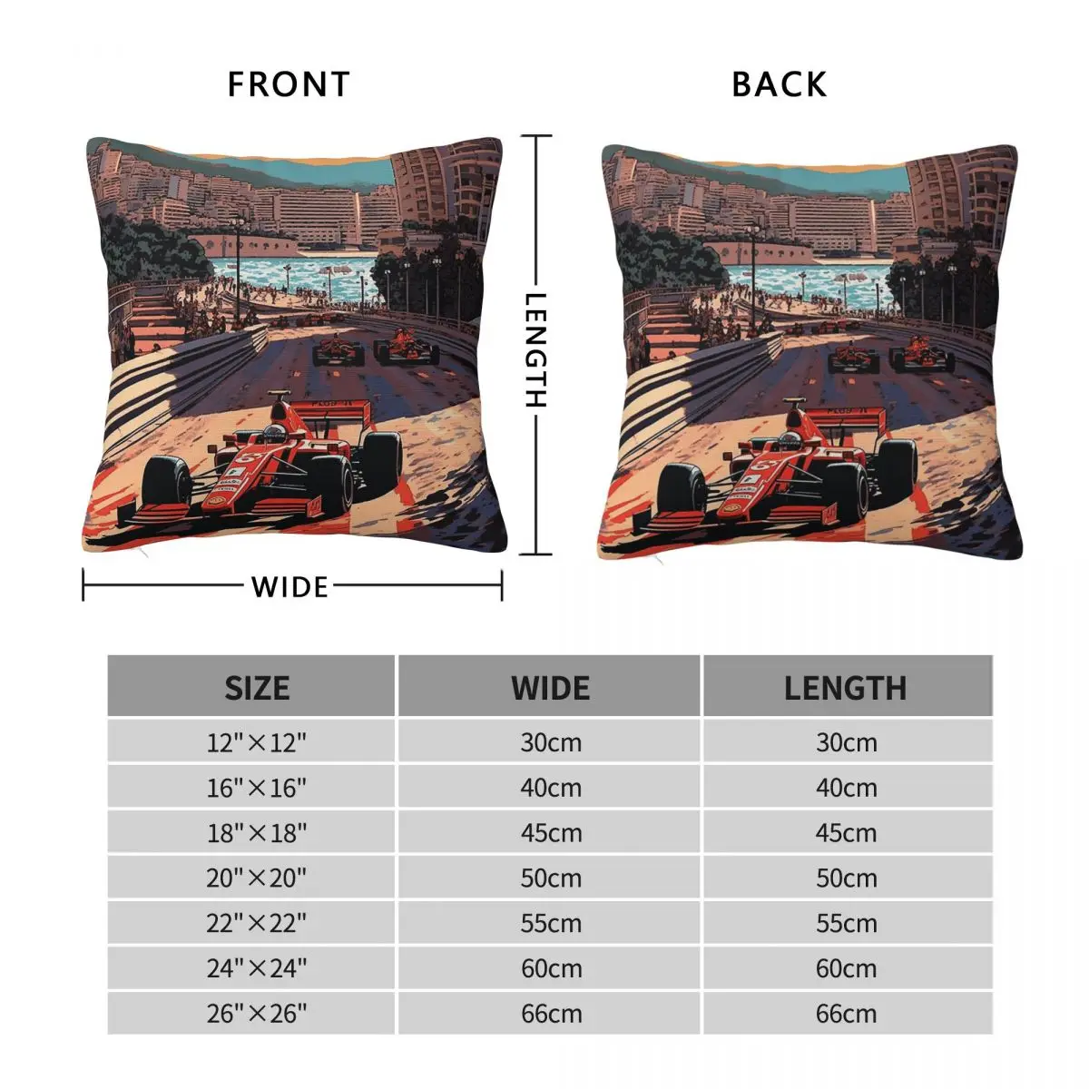 Vintage Monaco Grand Prix Square Pillowcase Polyester Linen Velvet Pattern Decorative Throw Pillow Case Home Cushion Cover 18
