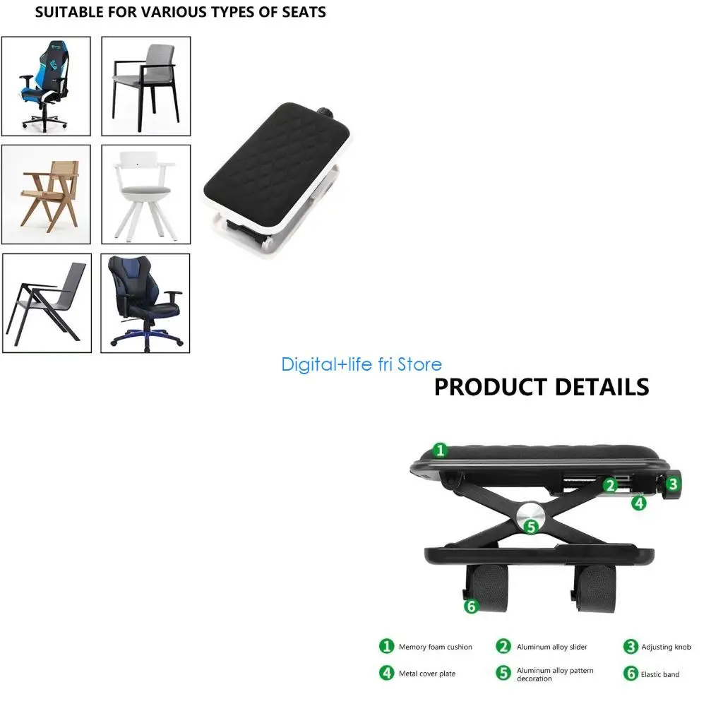 E06D Adjustable Armrest Cushion for Chairs, Comfort Support Elevations Pad, Ergonomic