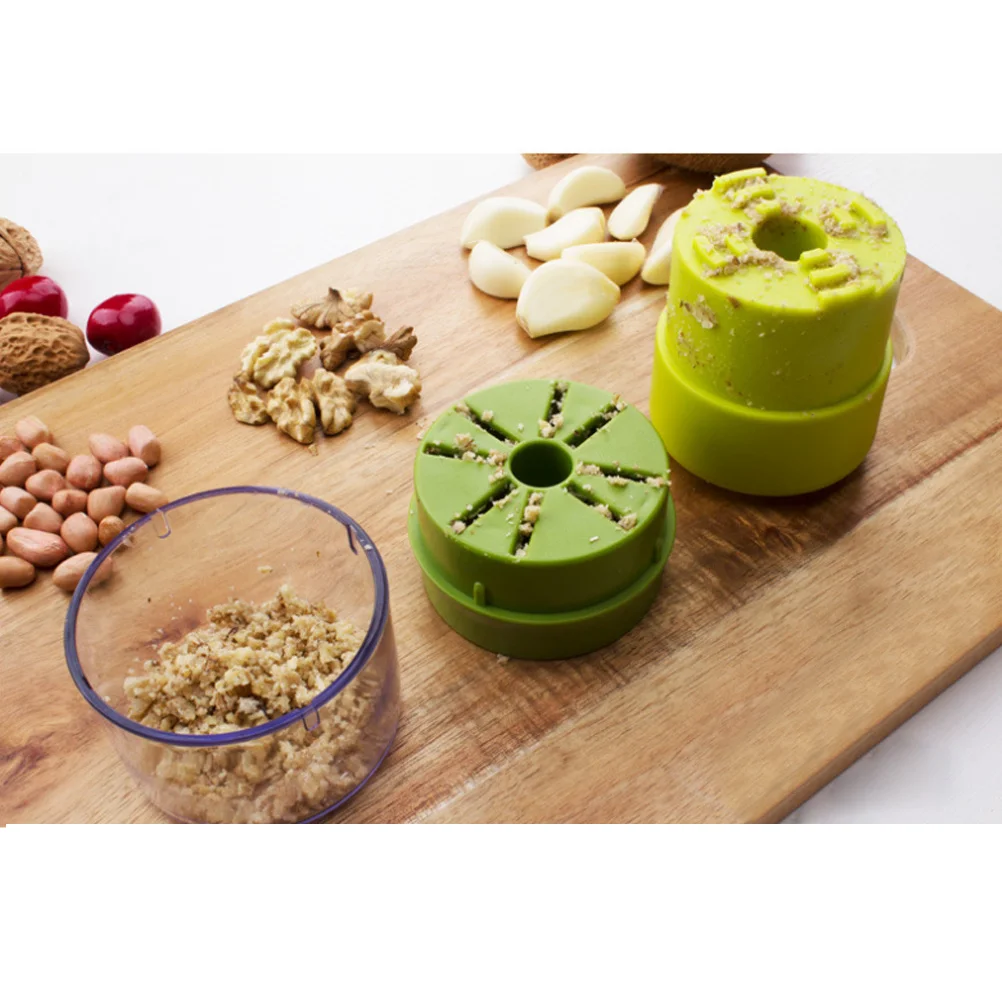 

Garlic Press Machine Food Grade Multifunction Mincer Storage Container Kitchen Tool Easy Clean Light/Dark Green