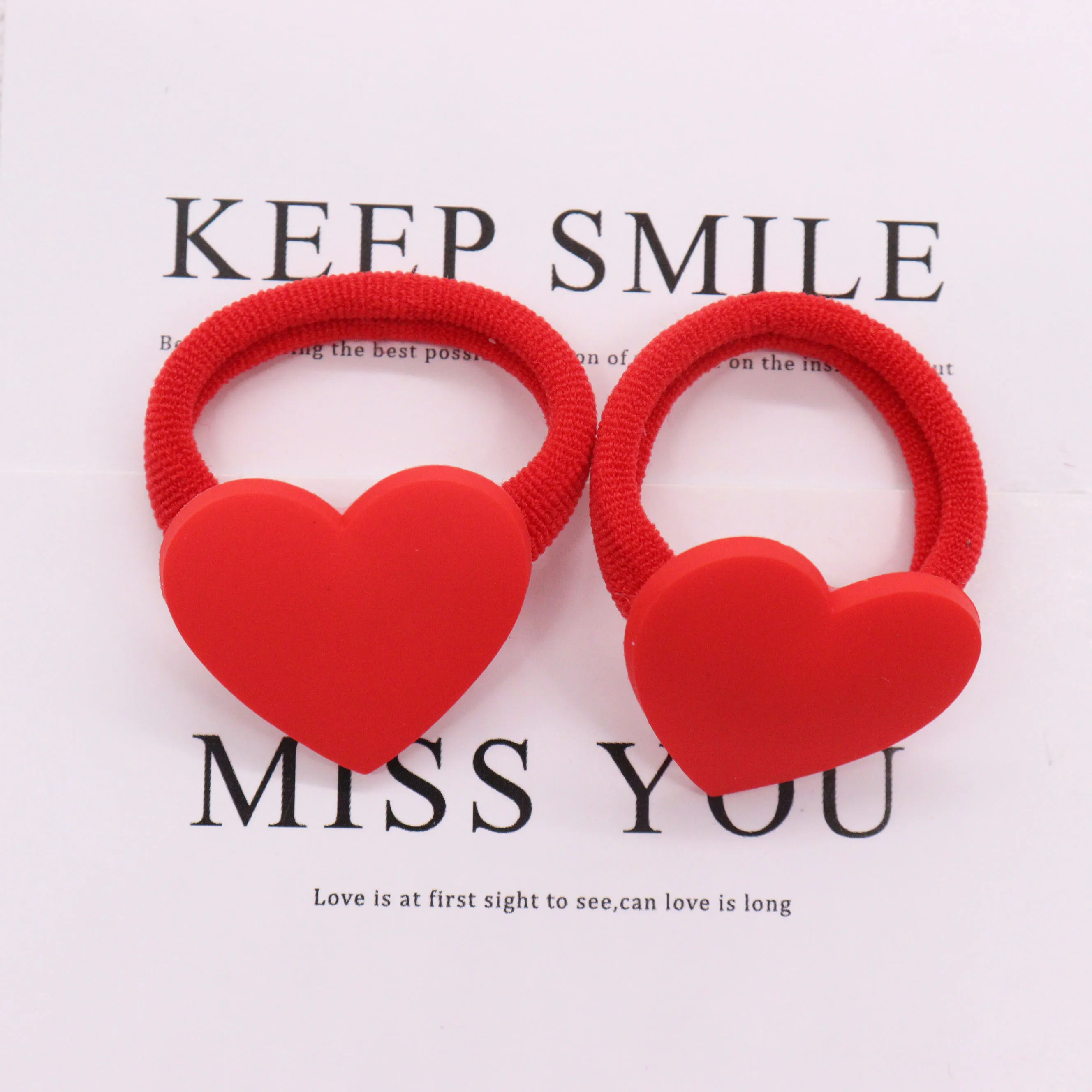 2Pcs/Set New Style Sweet Baby Red Heart Cute Hair Ornaments Children Rubber Bands Scrunchies Elastic Hair Bands Girls Party Gift