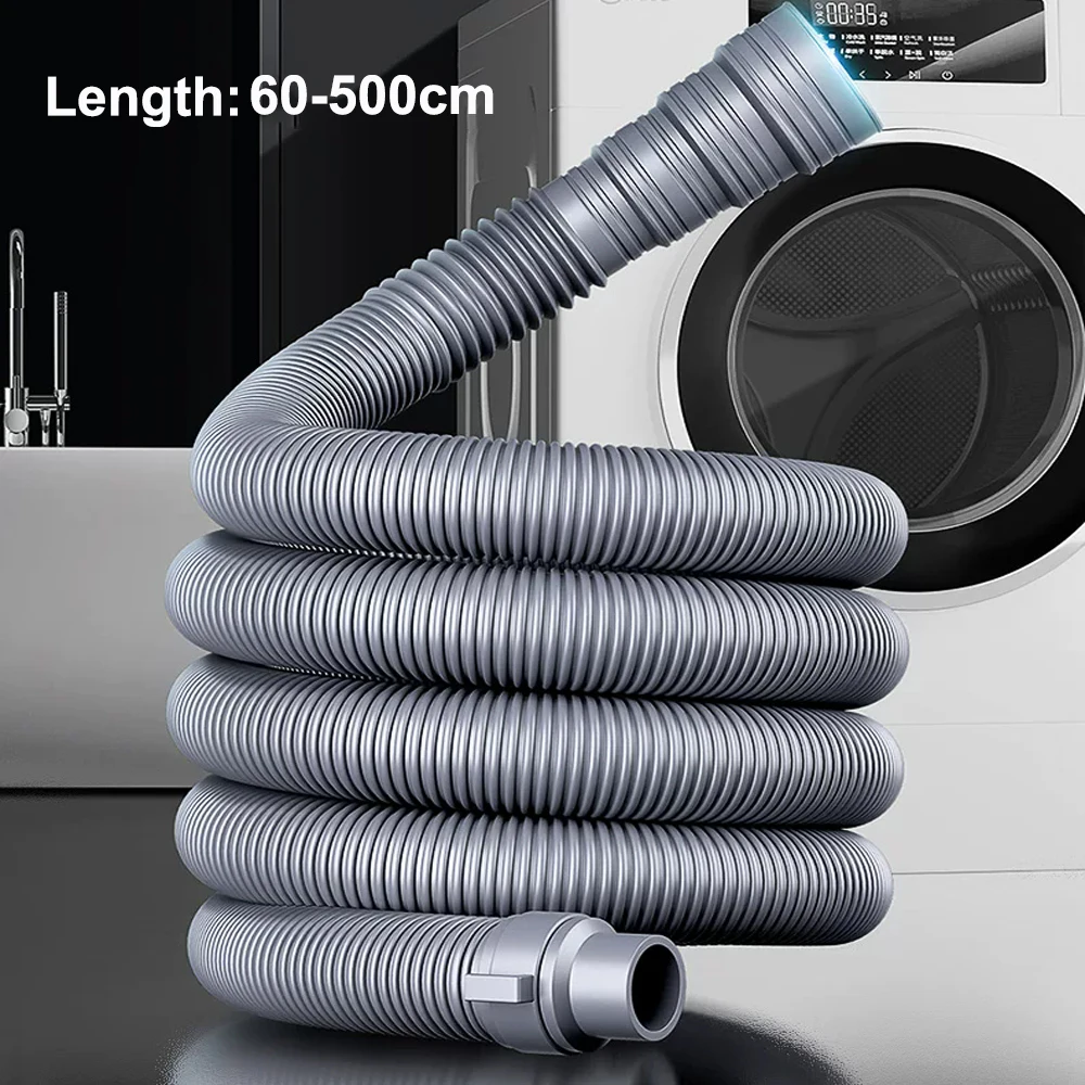 60/80/100/150/200/500cm Washing Machine Drain Hose EVA Flexible Extension Pipe With Hose Clamps Dishwasher Drain Discharge Tube