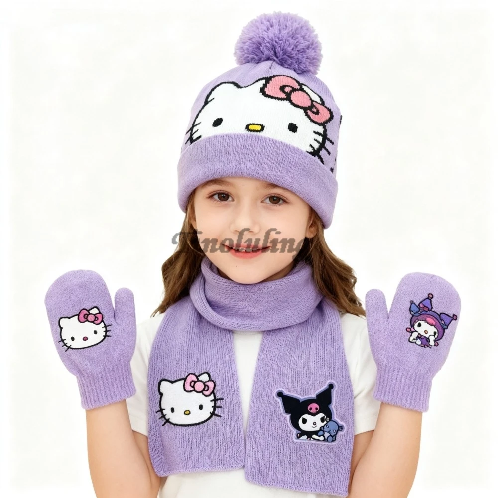 Topi Anak Musim Gugur Musim Dingin Baru, Topi Rajut Hangat Motif Hewan Kartun dengan Syal dan Sarung Tangan, Topi Anak Laki-laki Perempuan, Topi Natal Anak 3pcs/Set