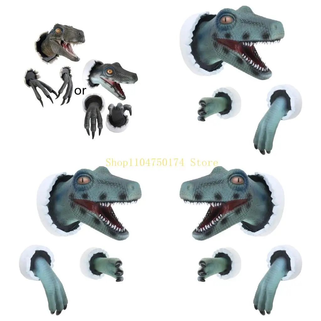 3D Wall Mounted Dinosaur Bust Sculpture Realistic Wall-Broken Bursting Hanging Velociraptor Ornament Home Office Party top sale