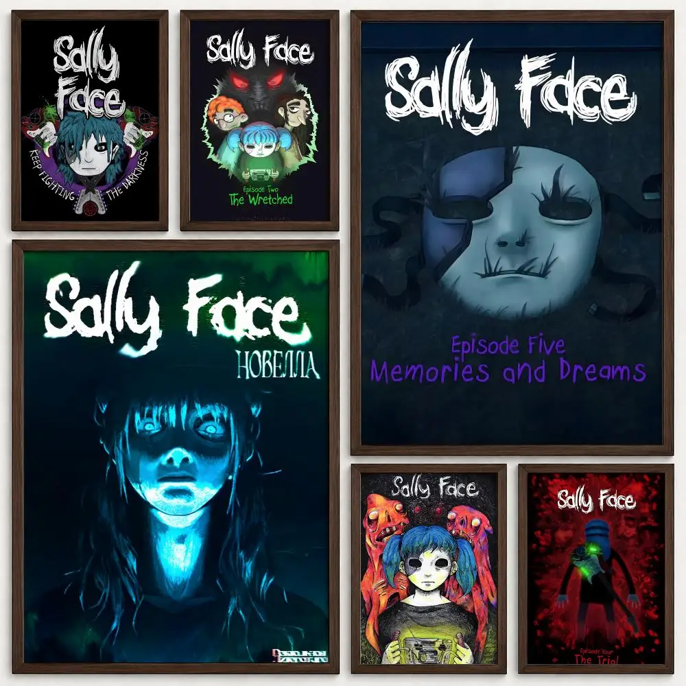 Game Sally Face Poster Self‑Adhesive Waterproof PP Poster Coffee House Bar Wall Art Sticker Room Home Decor