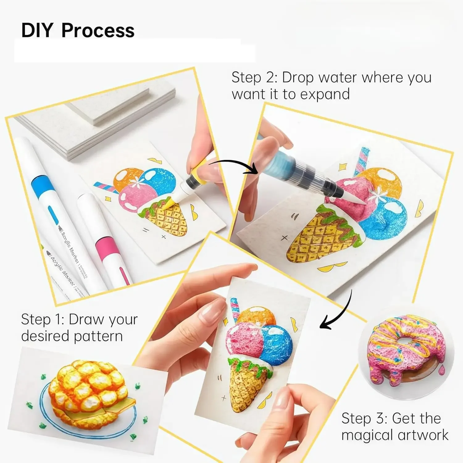 Foam Texture Drawing Paper Magic Puffy Paint 3D Drawing Magic Canvas Sponge Children Diy Painting Marker Set