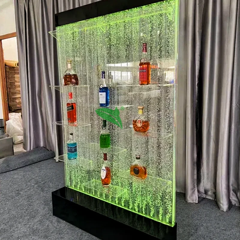 

Customization.Modern bar Furniture Colorful Light LED Changing Acrylic Water Bubble Wall bar Display Wine Cabinet