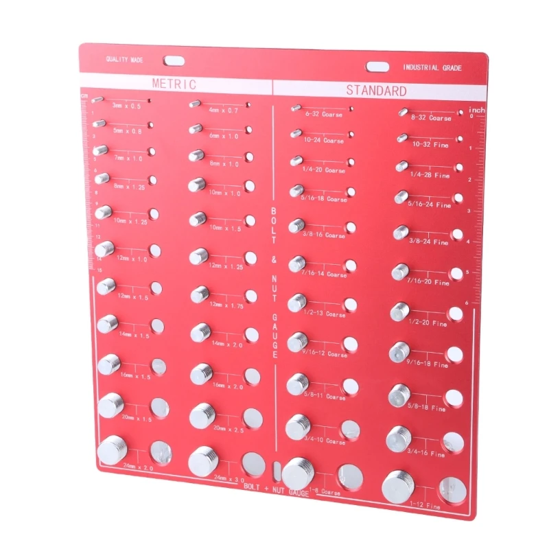 Upgrades Thread Identifier with Standard & Metric Measurements Thread Checker Plate 28/18/44 Hole for Nut & Bolts