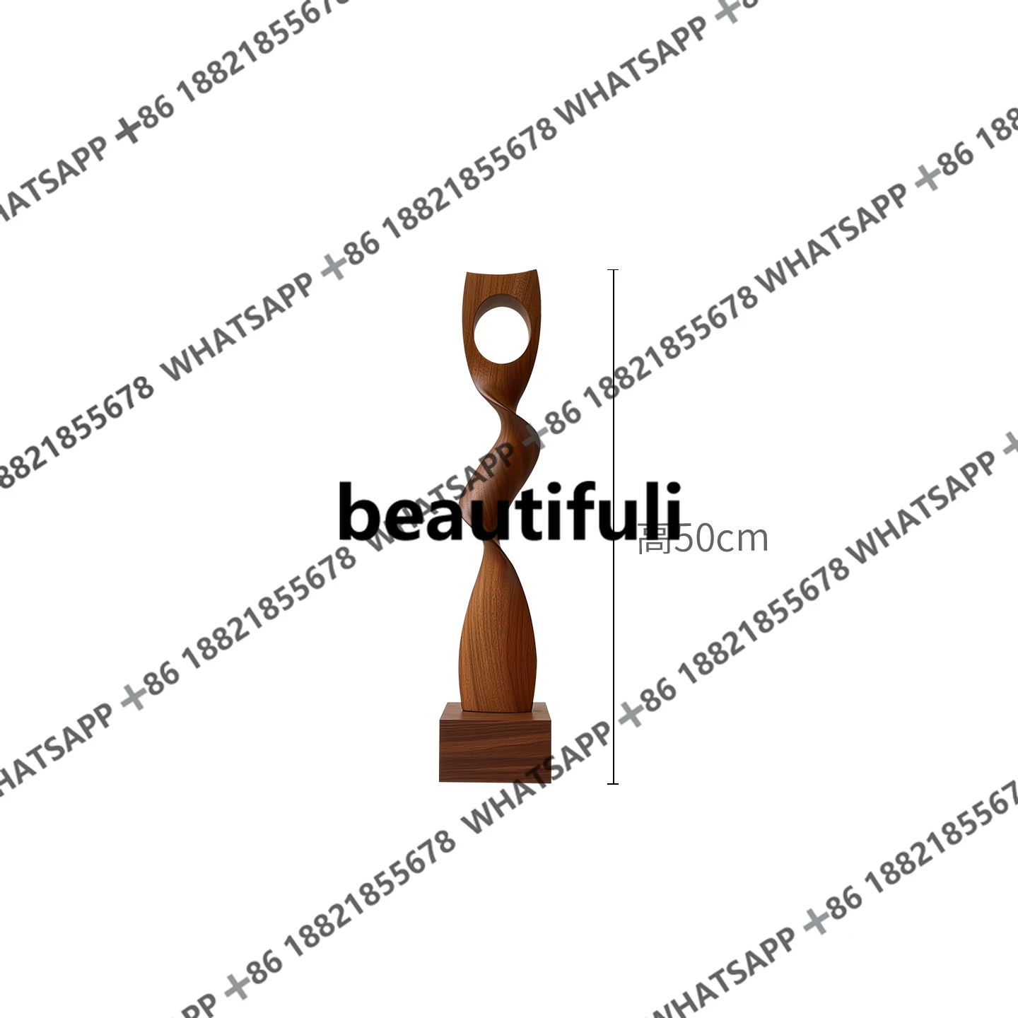 Modern Abstract Art Solid Wood Sculpture Ornament Crafts Hotel Living Room Entrance Ornament
