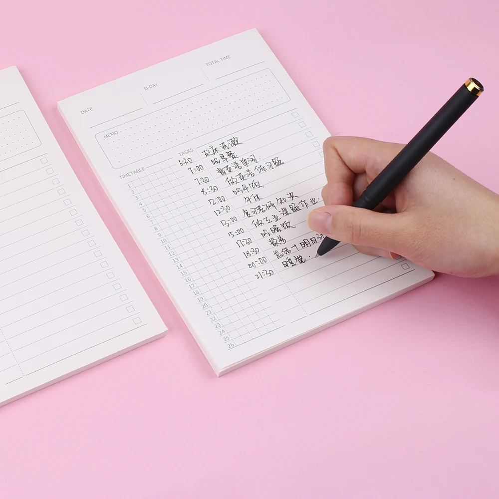 A5 Time Management Notebook, Memo Pad, Tarefa Diária, Agendar Plano de Trabalho, To Do List Check, Papelaria Agenda Notepad