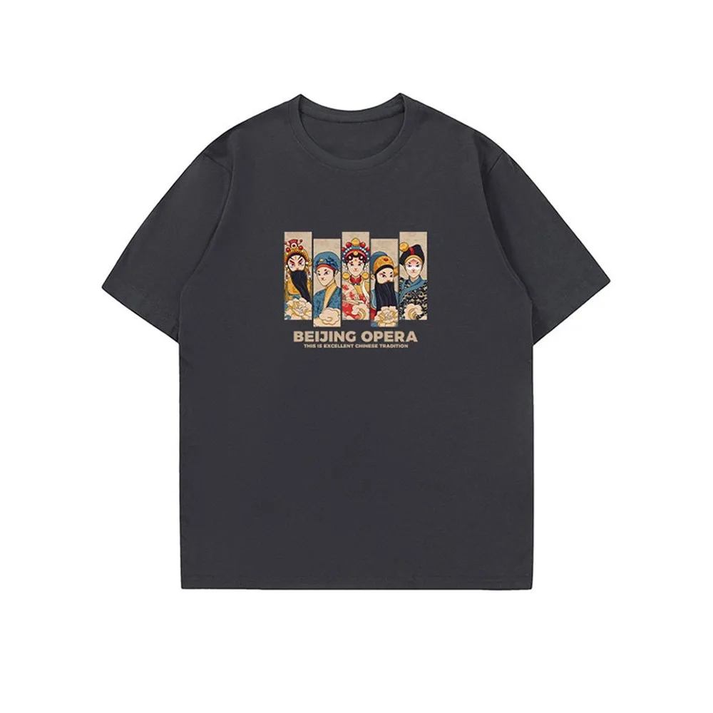 تي شيرت رجالي قطن مطبوع ، فيسبوك عصري ، شارع مرتفع ، هيب هوب ، خمر ، فضفاض ، أكمام قصيرة ، هاراجو ، قميص كبير الحجم