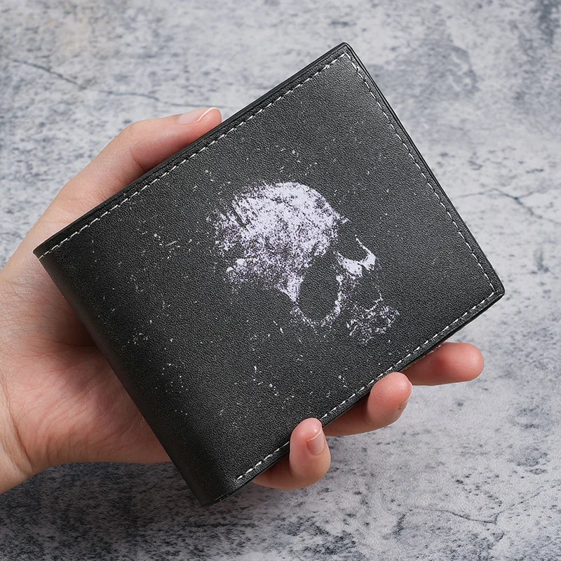 

Cross-border Special Wallet Bat Skull Short Wallet Retro Skull Printed Men's and Women's Coin Purse