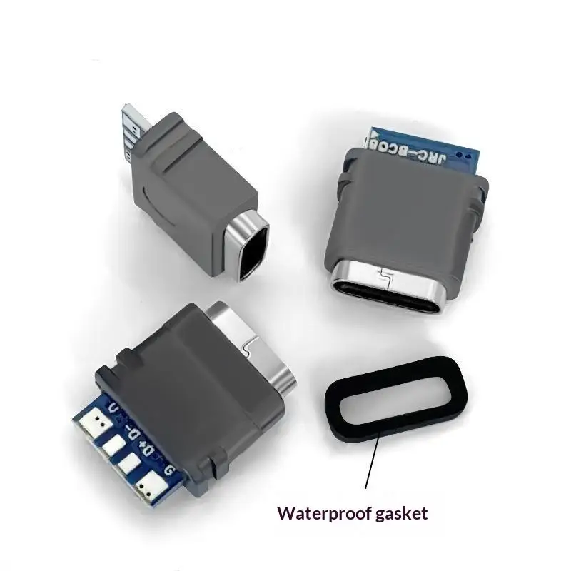 2/5/10Pcs USB 3.1 Waterproof Type-C Connector 4PIN 5A Female Socket Double 5.1K Resistor Support Charging And Discharging