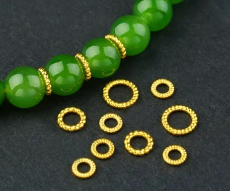 18k gold spacers for bracelet au750 jewelry parts gold beads twisted spacers 2.5mm 3mm 4mm 5mm
