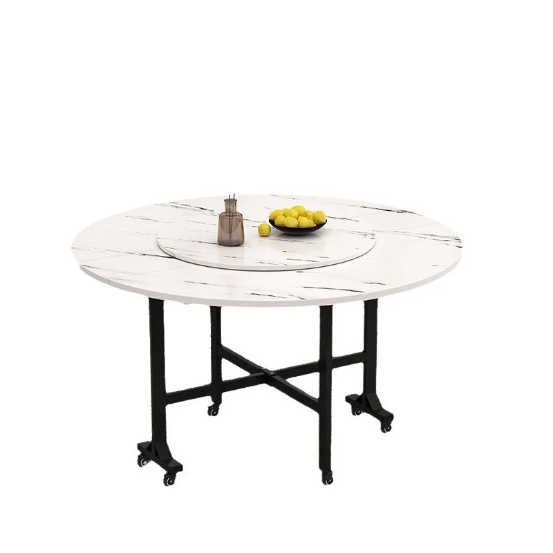 

Folding dining table with wheels household small apartment multi-functional living room folding