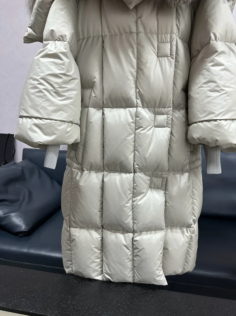 Winter Jackets For Women   Goose Down Coats Long Style With Natural Silver  Collar