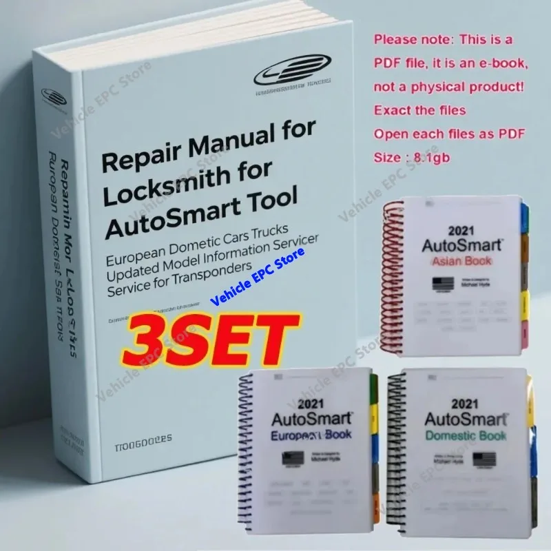 3set Repair Manual for Locksmith AutoSmart Tool European Domestic Cars Trucks Updated Model Information Service for Transponders