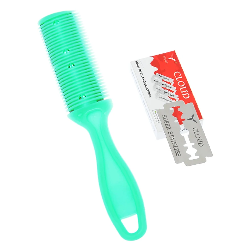 Professional Double-Sided Hair Razor Comb with Blade Hair Cutting Thinning Comb Men Women Hair Trimmer Salon Styling Tool C0009A