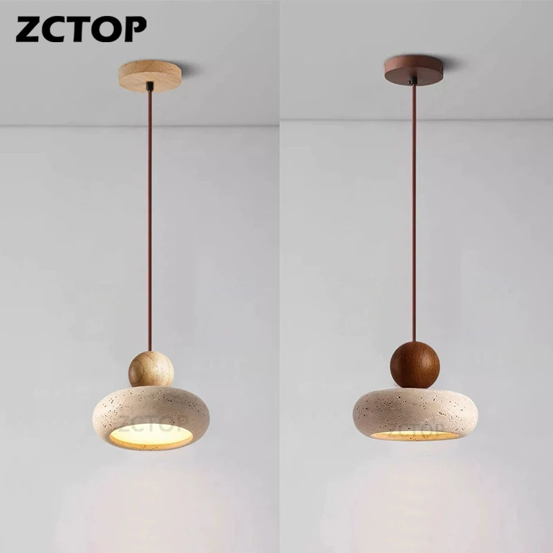 Travertin LED-Pendelleuchten 110V 220V Wohnkultur Esszimmer Wohnzimmer Nachttisch Hängelampe Stein-Kronleuchter Pendelleuchte