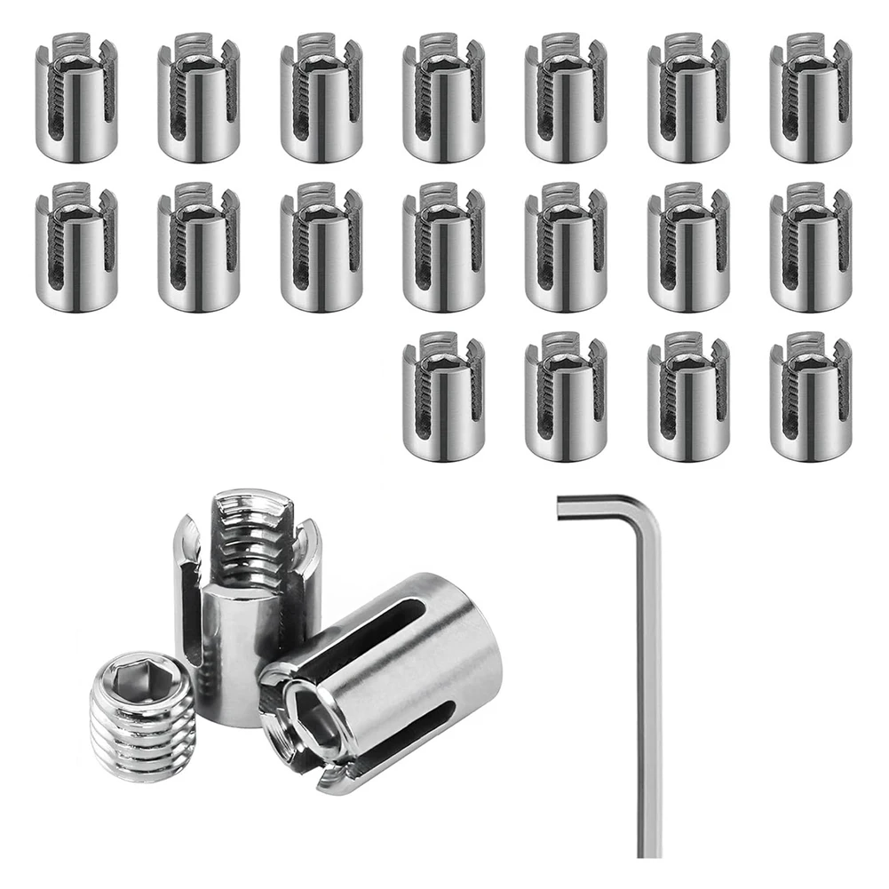 20PCS Cross Cable Clamps, Stainless Steel Cross Clamps for 1/8inch Wire Rope or Rod Fittings, No Drilling Required Clips