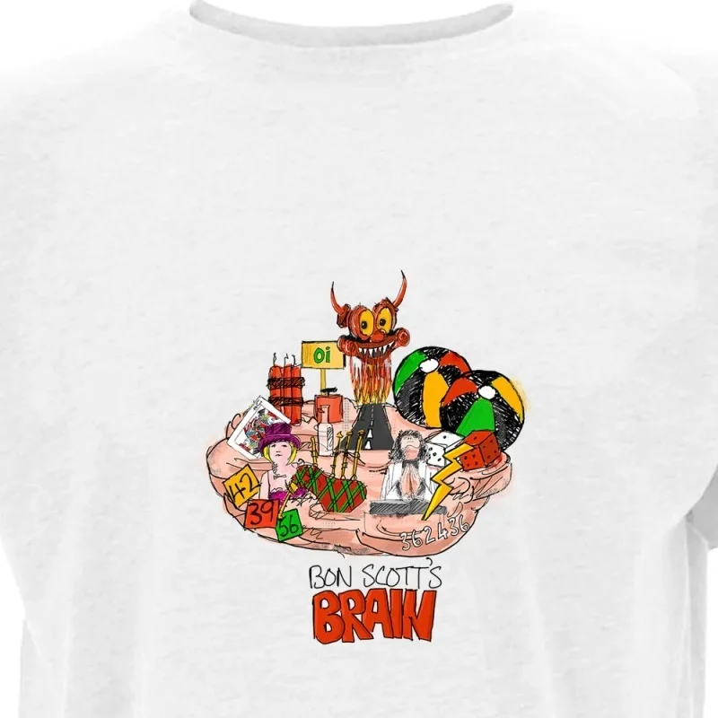 Bon Scott's Brain – AC_DC Rock The Singers AC_DCBon Scott's Brain – AC_DC_00000108- Camisetas con estampado dibujado a mano tanto para hombres a