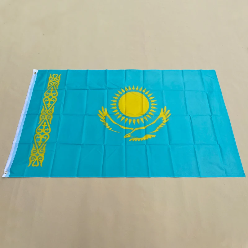 EOODLOVE Flag 90x150cm Kazakhstan Flag High Quality Polyester Fiber Festival Indoor and Outdoor Decoration Flag