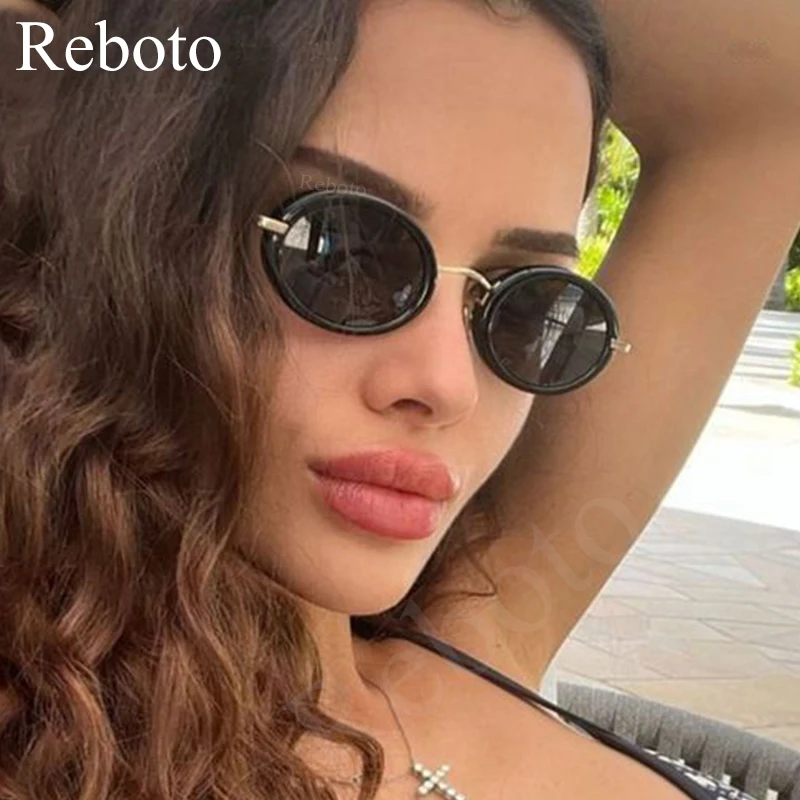 Small Oval Sunglasses Woman Vintage Elegant Black Sunglasses Female Unique Metal Frame Punk Shades Glasses Women Oculos 2024