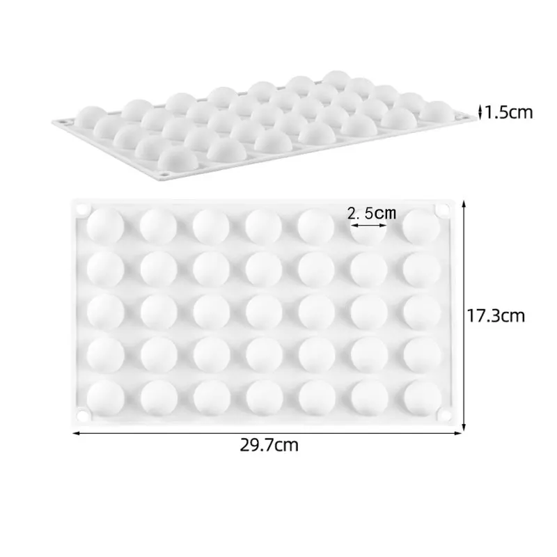 35 Cavity Mini Semicircle Silicone Cake Baking Mold for Ice Cream Chocolate Pastry Dessert Jelly Pudding Bread Decorating Tools