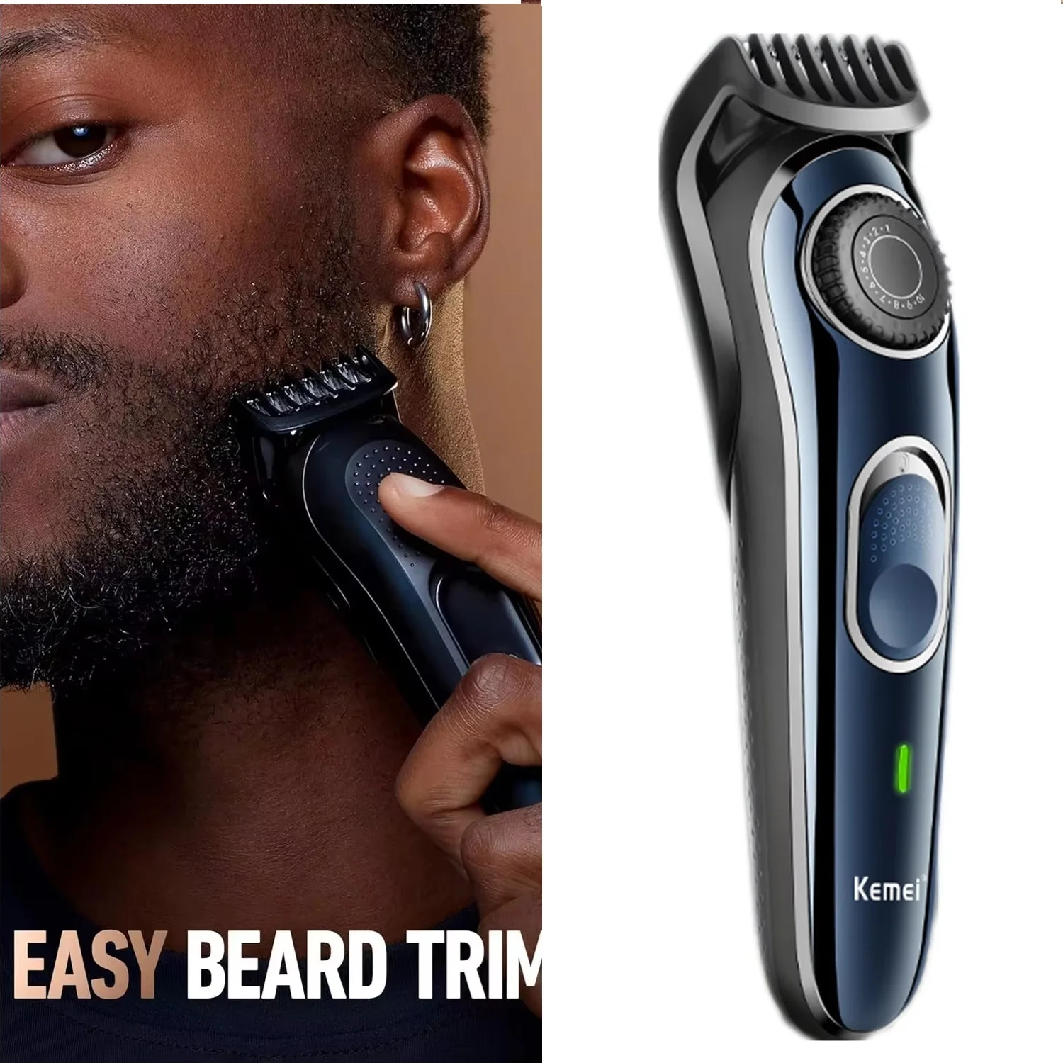 

Kemei Cordless Adjustable 1-10mm Hair Trimmer For Men Face Beard Trimmer Rechargeable Edge Hair Clipper Electric Lithium Battery