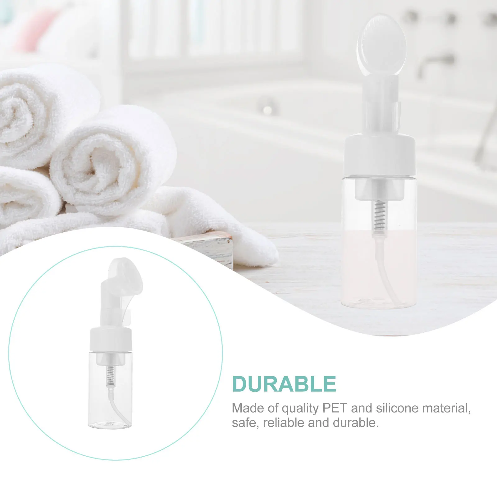 2 قطعة 100 مللي زجاجة رغوة موزع الحيوانات الأليفة مادة السيليكون تصميم مانعة للتسرب لصابون اليد منظف للوجه السفر إعادة الملء #4